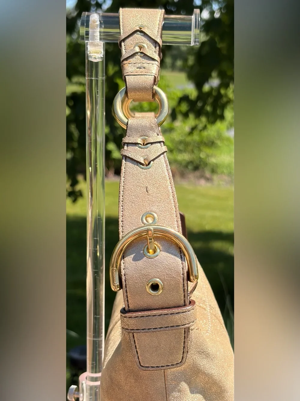 Vintage COACH Soho Metallic Gold Signature Limited Edition Hobo 3685